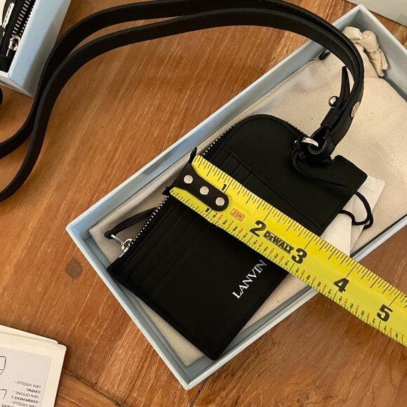 Lanvin Leather Necklace Card holder, black and white psychadelic pattern - Picture 8 of 11